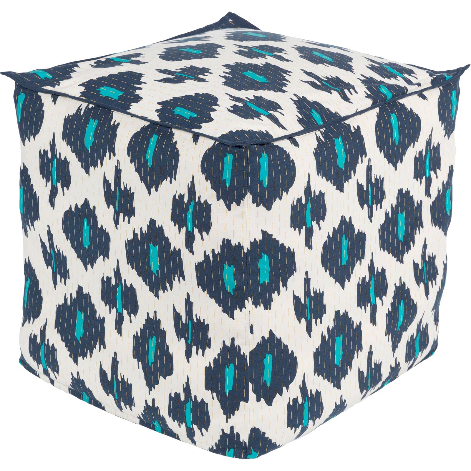 Kaira Pouf Cream/Saffron/Teal