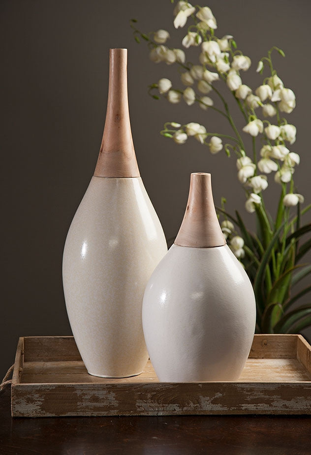 Pottawatomie Small Ceramic and Wood Vase