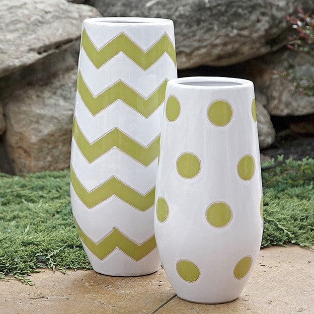 Elite Green Apple Polka-Dot Vase