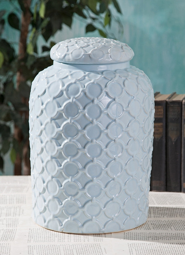 Roseau Egg Blue Lidded Jar