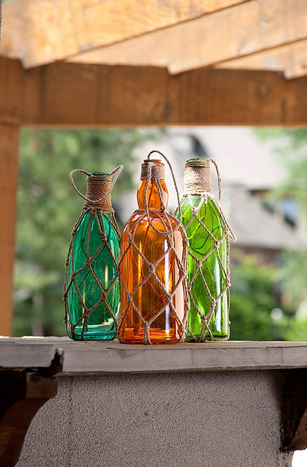 Wilkes Glass Bottles with Jute Hangers (Set of 3)