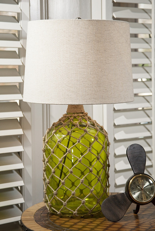 Flagler Green Glass w/ Jute Table Lamp