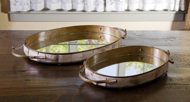 Norton Oval Tray With Mirror (Set of 2)