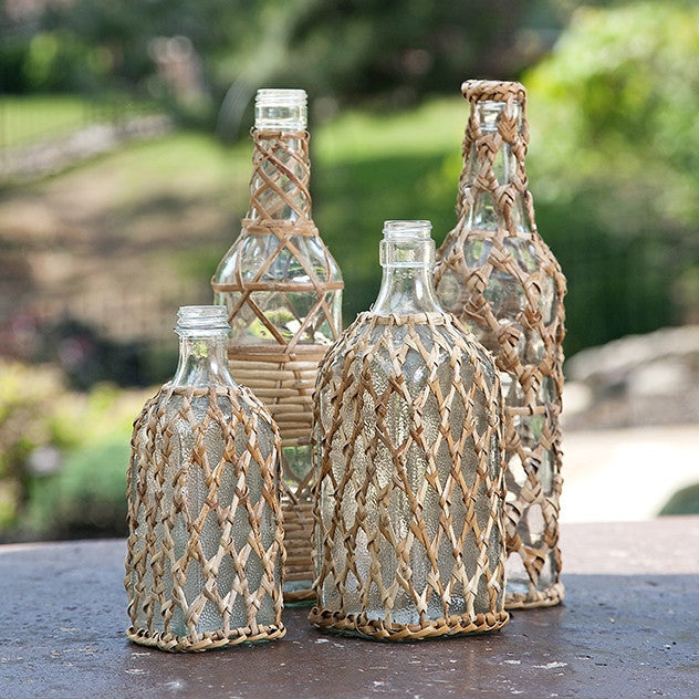 Manatee Rattan Glass Bottles (Set of 4)
