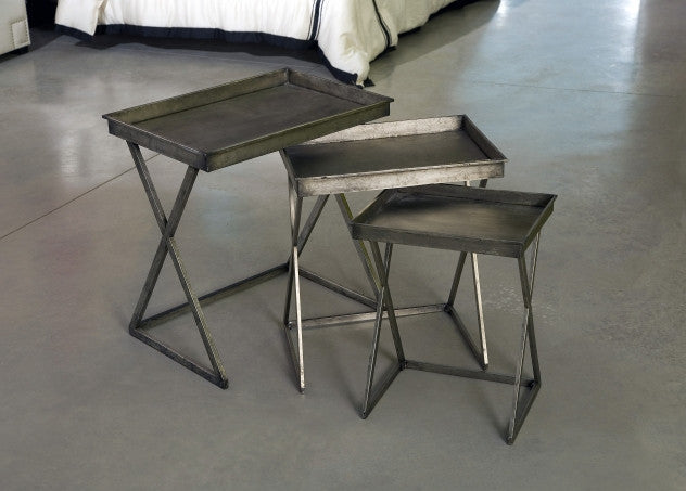 Silver 3-Piece Leaf Tray Tables