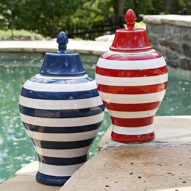 Howard Large Striped Lidded Urn