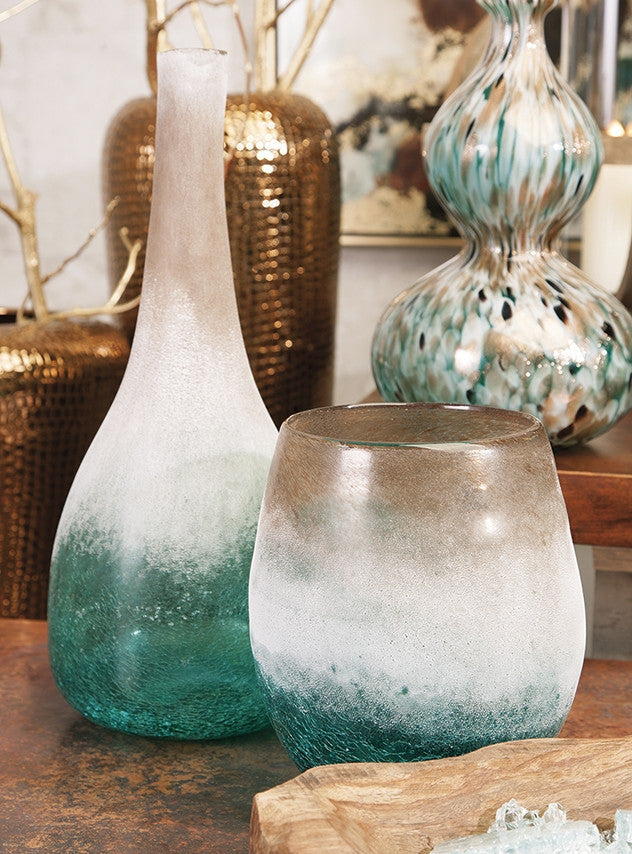 Lakin Blue Frosted Short Vase