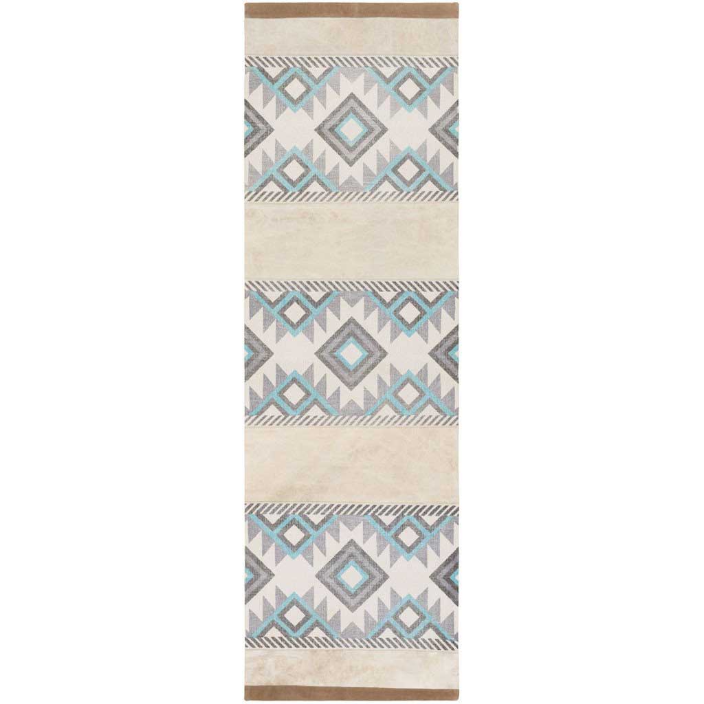 Lasso Light Gray/Teal/Gray Runner Rug