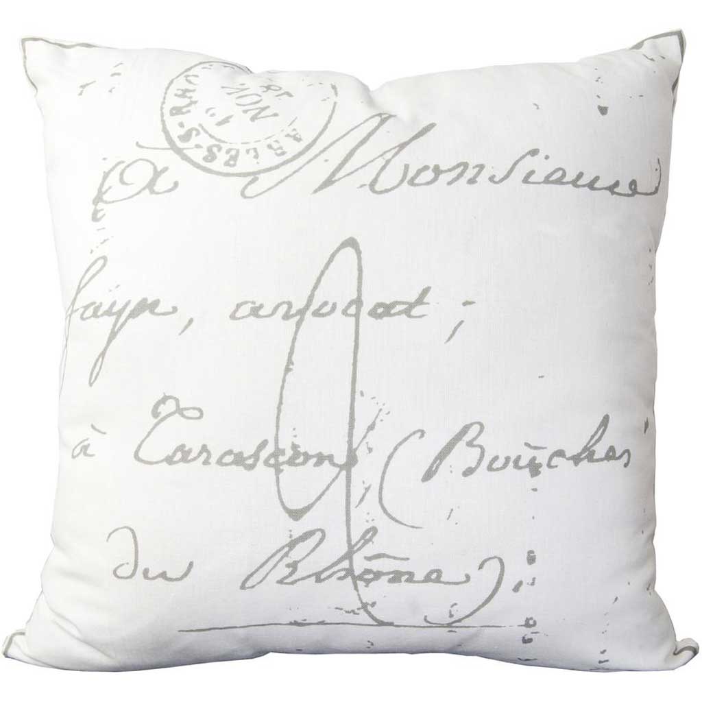 Classical French Script Ivory/Charcoal Pillow