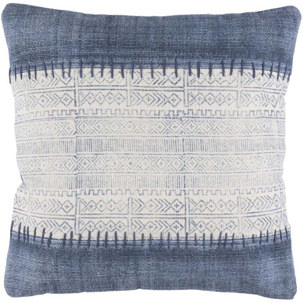 Blue & Ivory Wool Accent Pillow