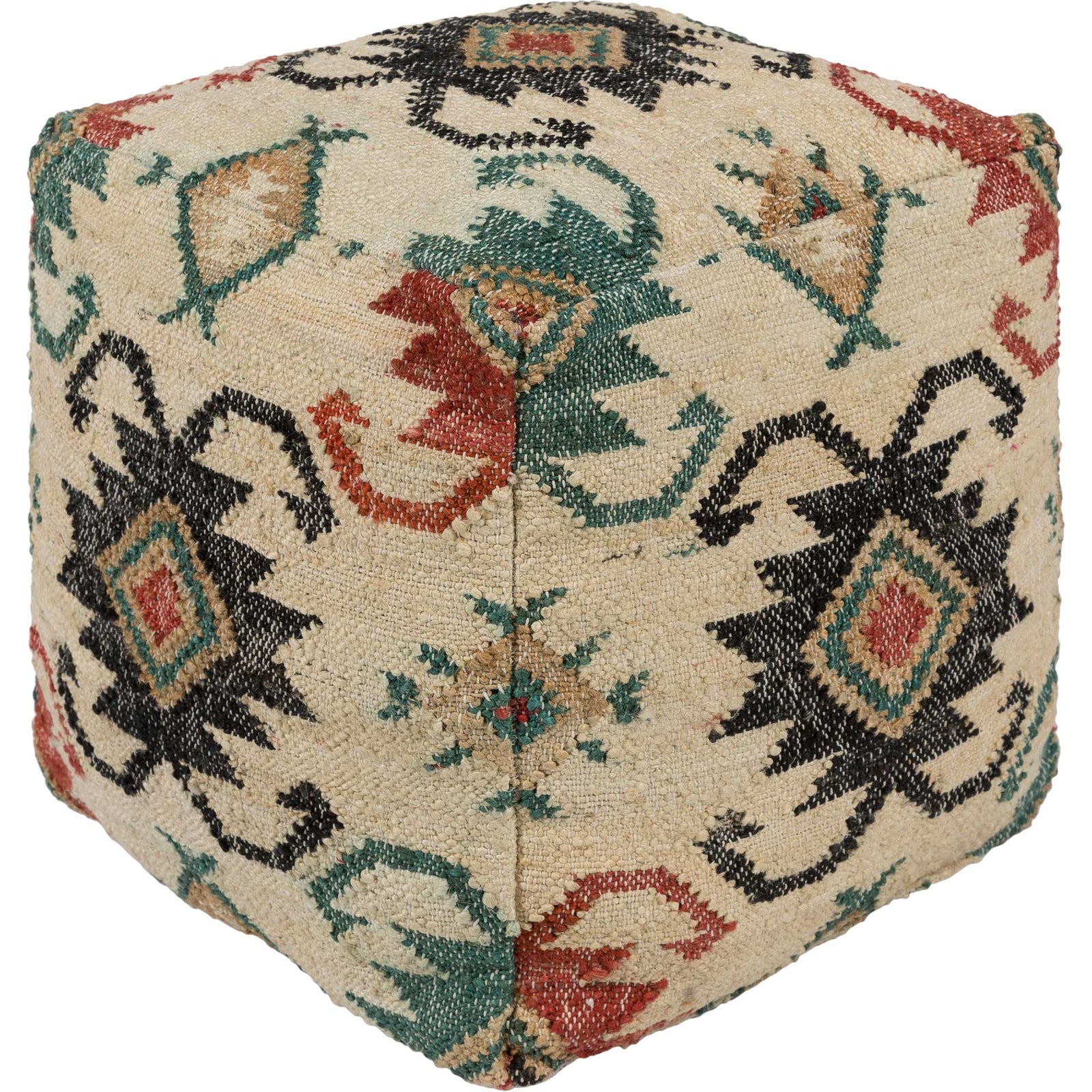 Lennox Pouf Teal/Brick/Black