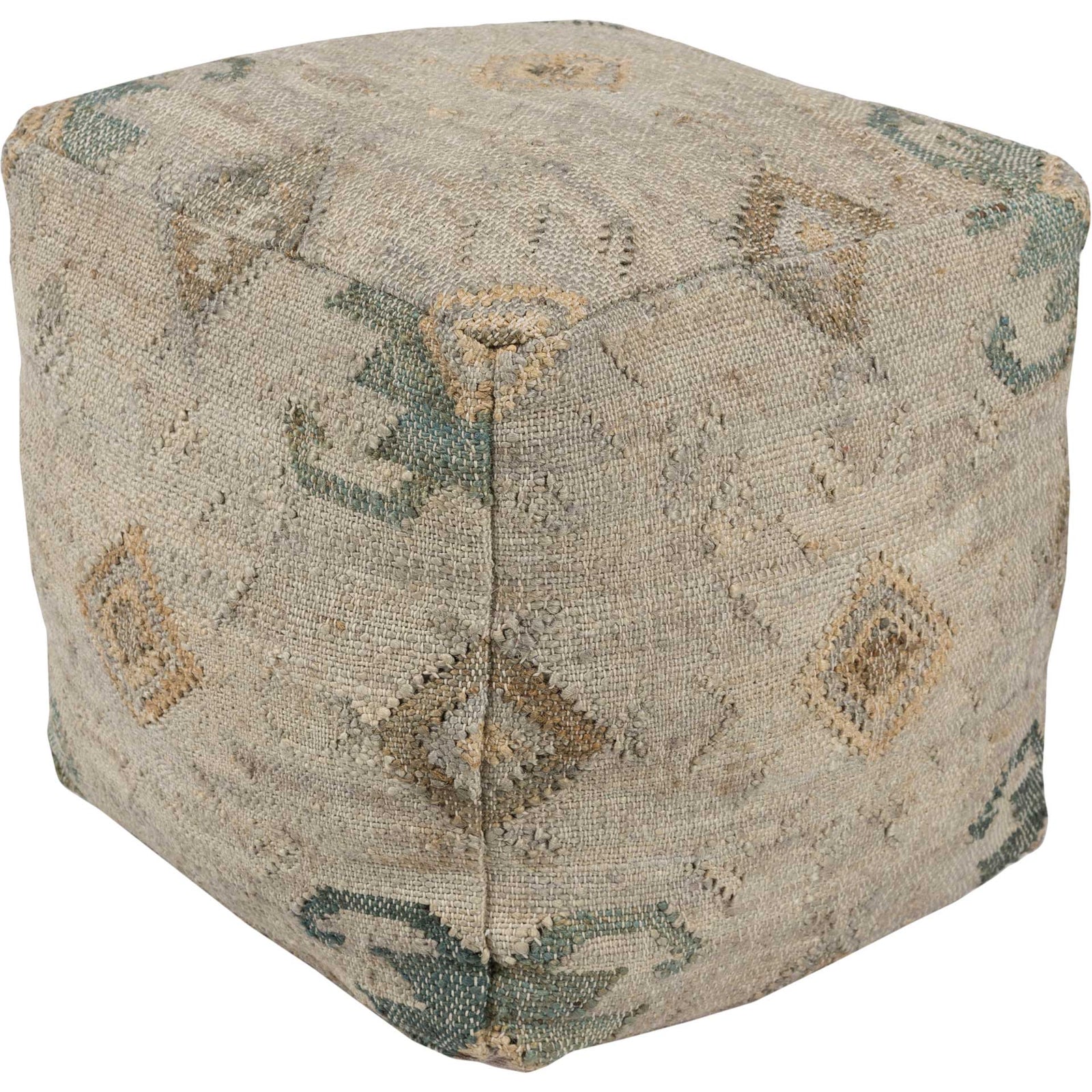 Lennox Pouf Teal/Navy/Dark Brown