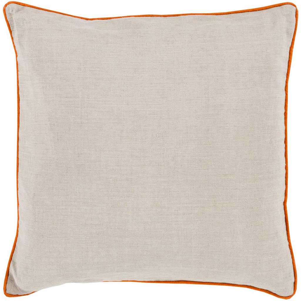 Brilliantly Bordered Light Gray/Tangerine Pillow