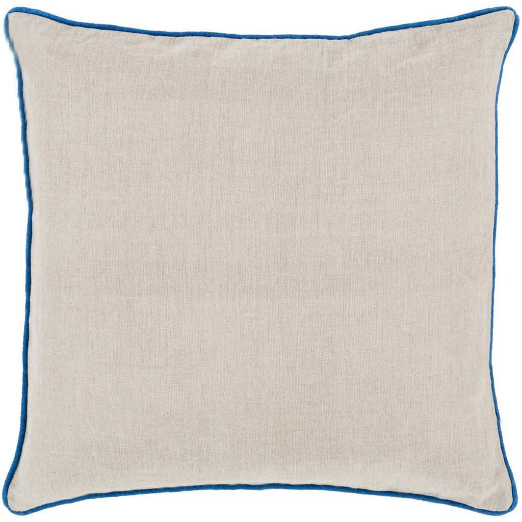Brilliantly Bordered Light Gray/Cobalt Pillow