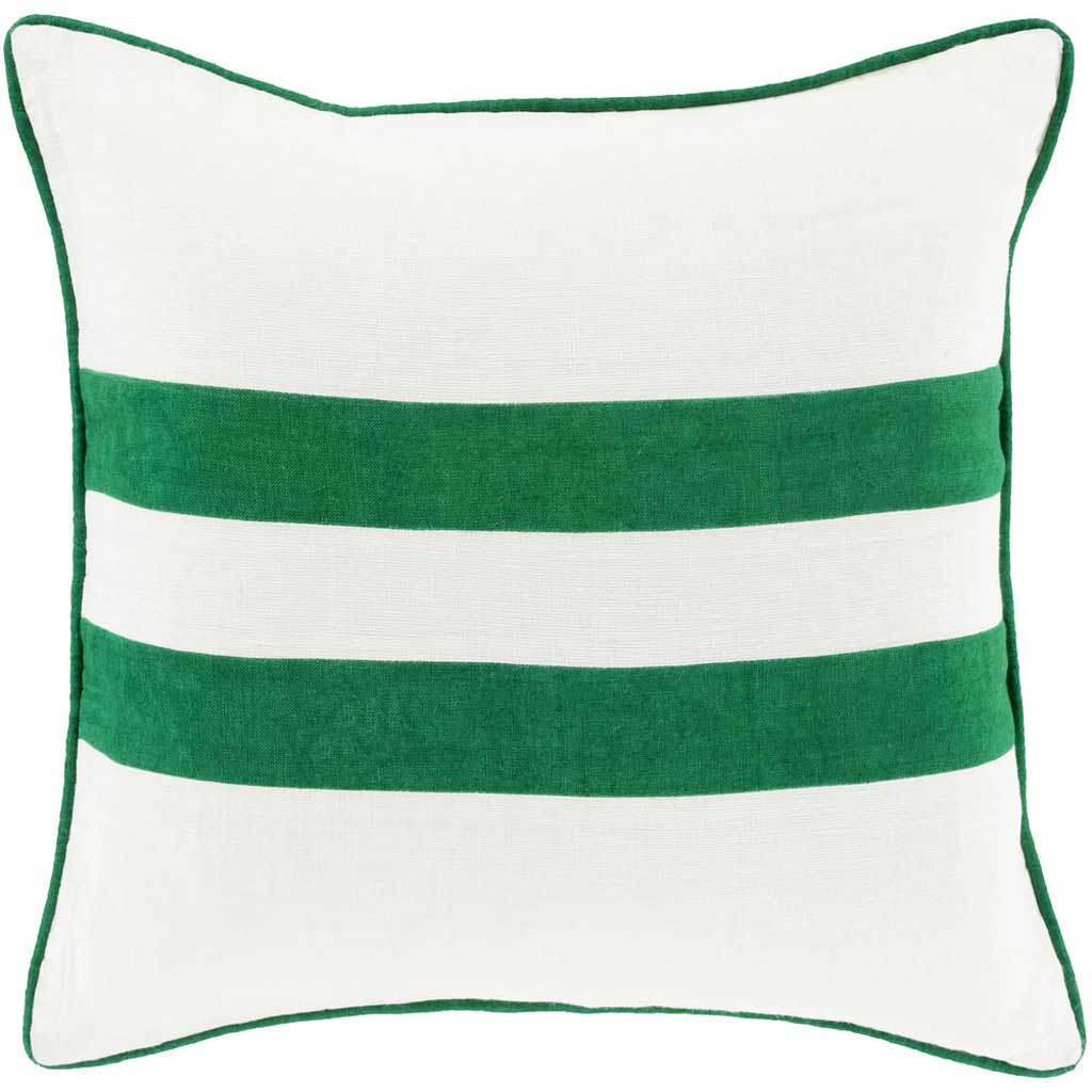 Linen Stripe Emerald/Kelly Green/Ivory Pillow