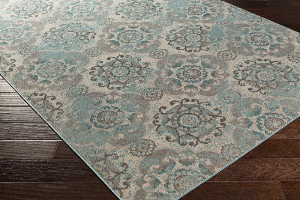 Mavrick Teal/Gray/Black Area Rug