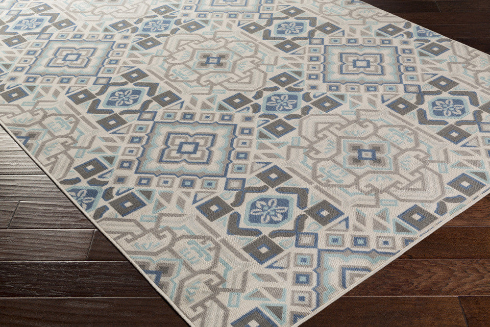 Mavrick Teal/Beige/Gray Area Rug