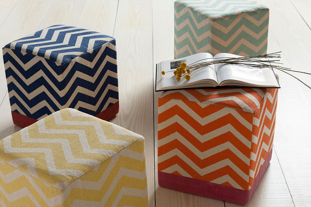 Millie Chevron Yellow Cube Pouf