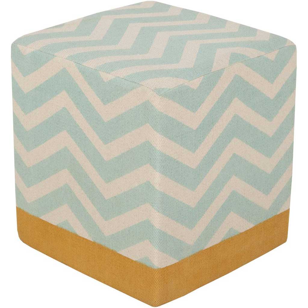Millie Chevron Moss/Beige Cube Pouf