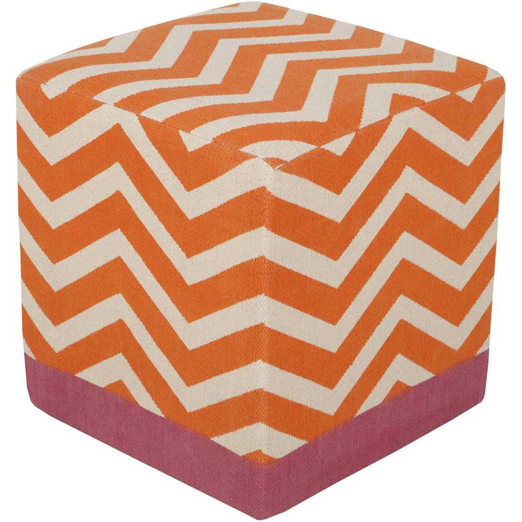 Millie Chevron Orange Cube Pouf
