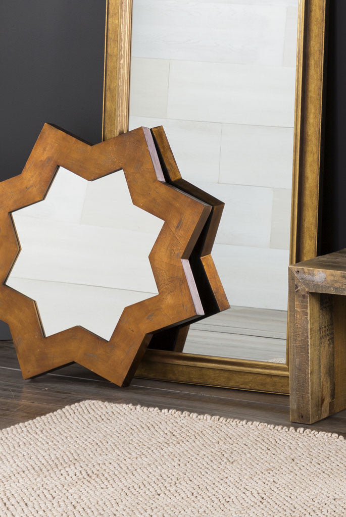 Octagram Aged Gold Wall Mirror