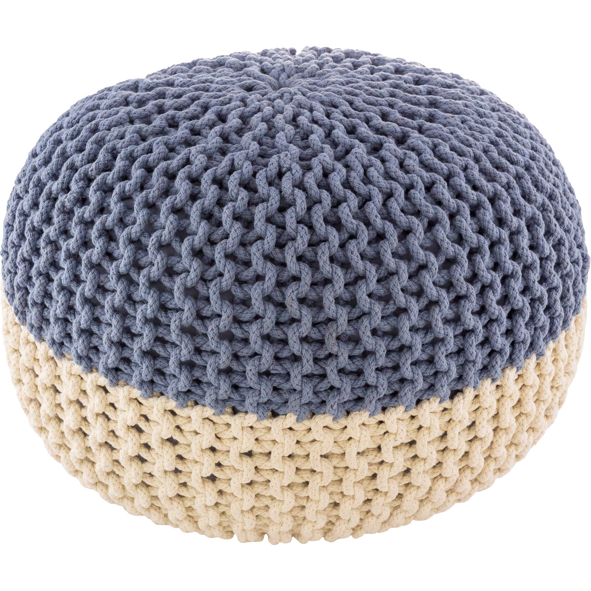 Maddie Pouf Beige/Navy