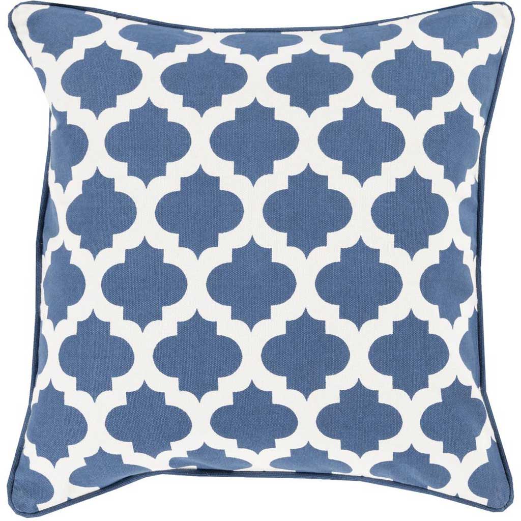 Moroccan Printed Lattice Navy/Ivory Pillow