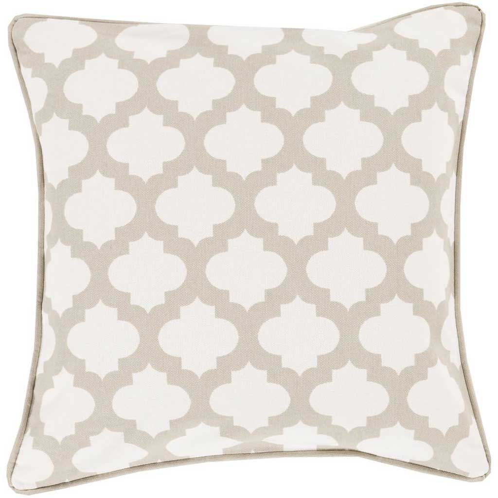 Moroccan Printed Lattice Ivory/Gray Pillow