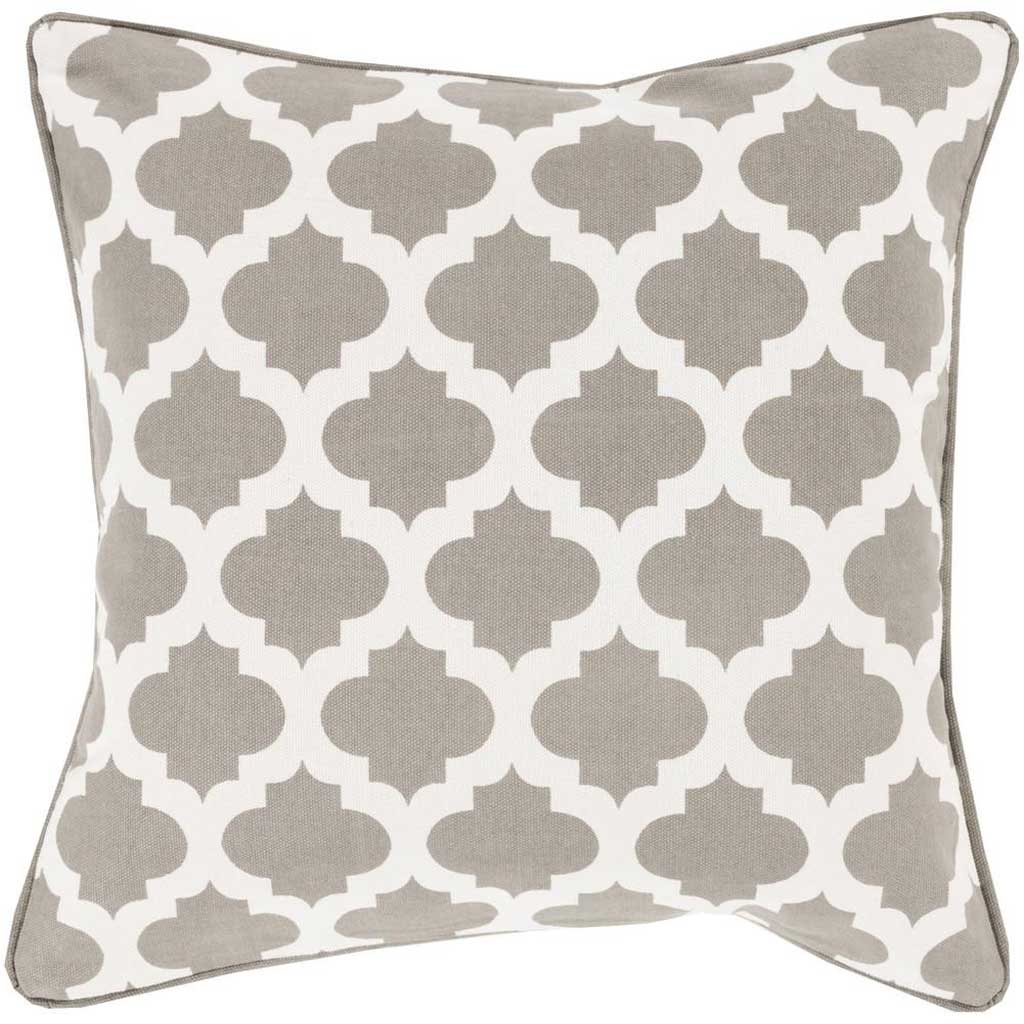 Moroccan Printed Lattice Gray/Ivory Pillow
