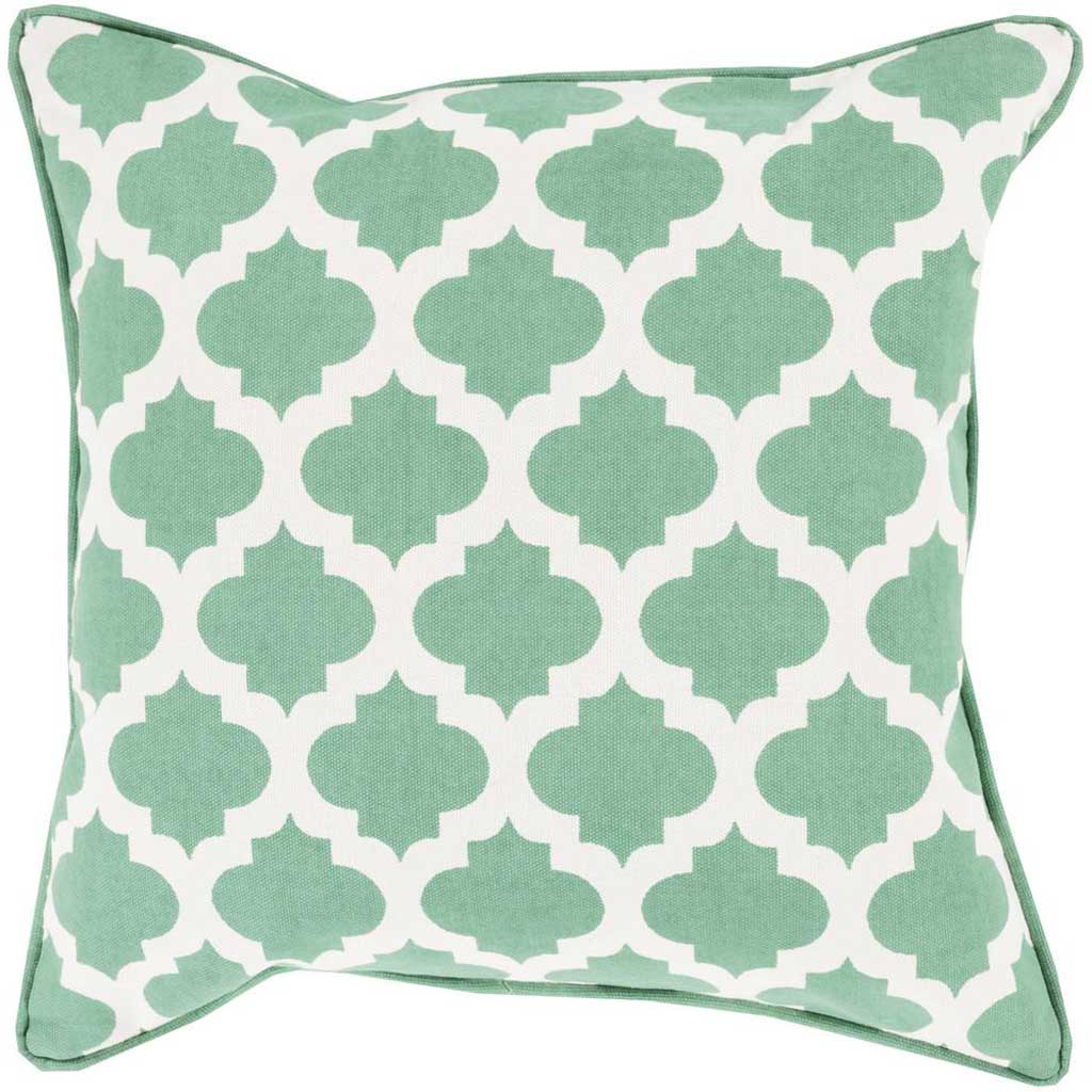 Moroccan Printed Lattice Sea Foam/Ivory Pillow