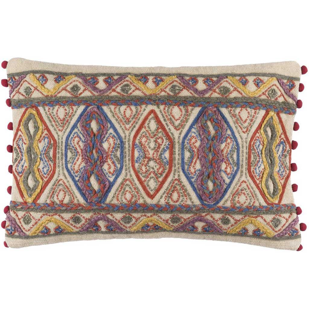 Marrakech Ivory/Aqua Lumbar Pillow
