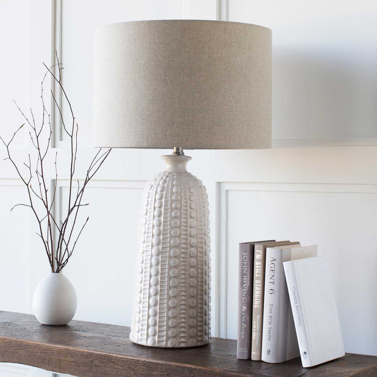 Nelson Table Lamp Camel/White/Ivory