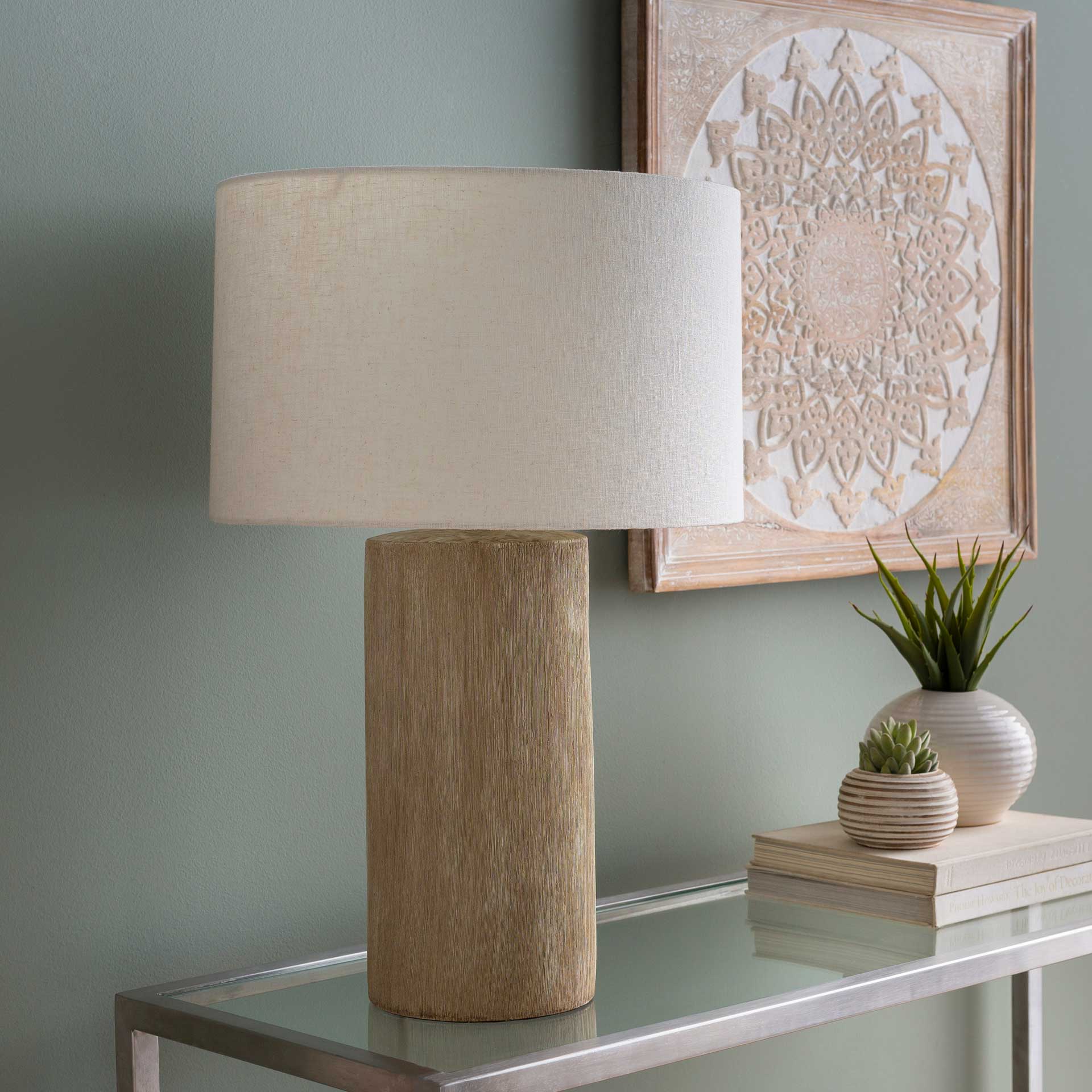 Noah Table Lamp Khaki/White/Natural