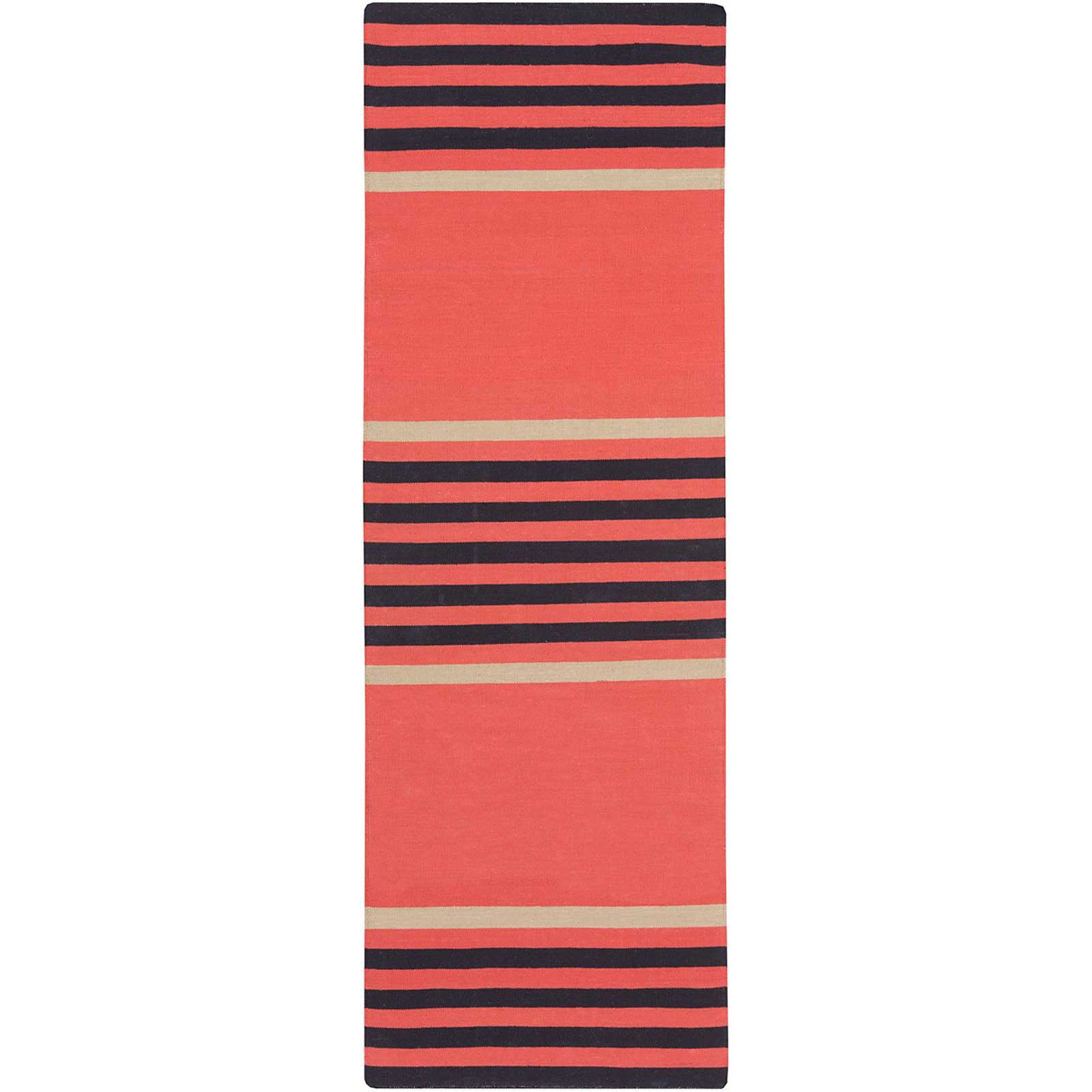 Oxford Coral/Black Runner Rug