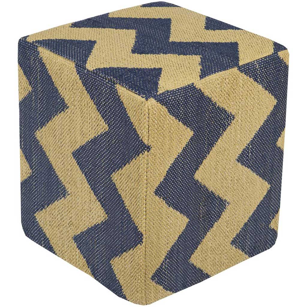 Picnic Ii Chevron Blue/Neutral Cube Pouf