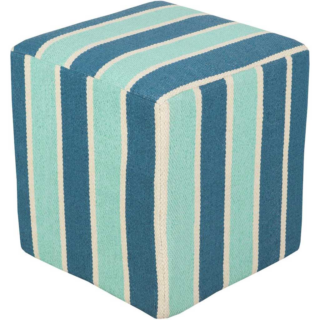 Picnic Striped Teal/Mint Cube Pouf
