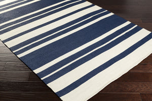 Picnic Striped Navy/Ivory Area Rug