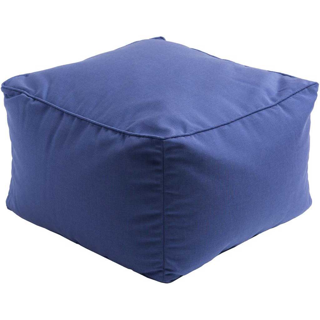 Piper Solid Blue Cube Pouf