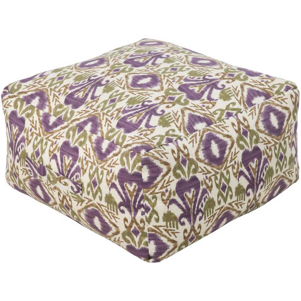 Standard Ikat Purple Cube Pouf
