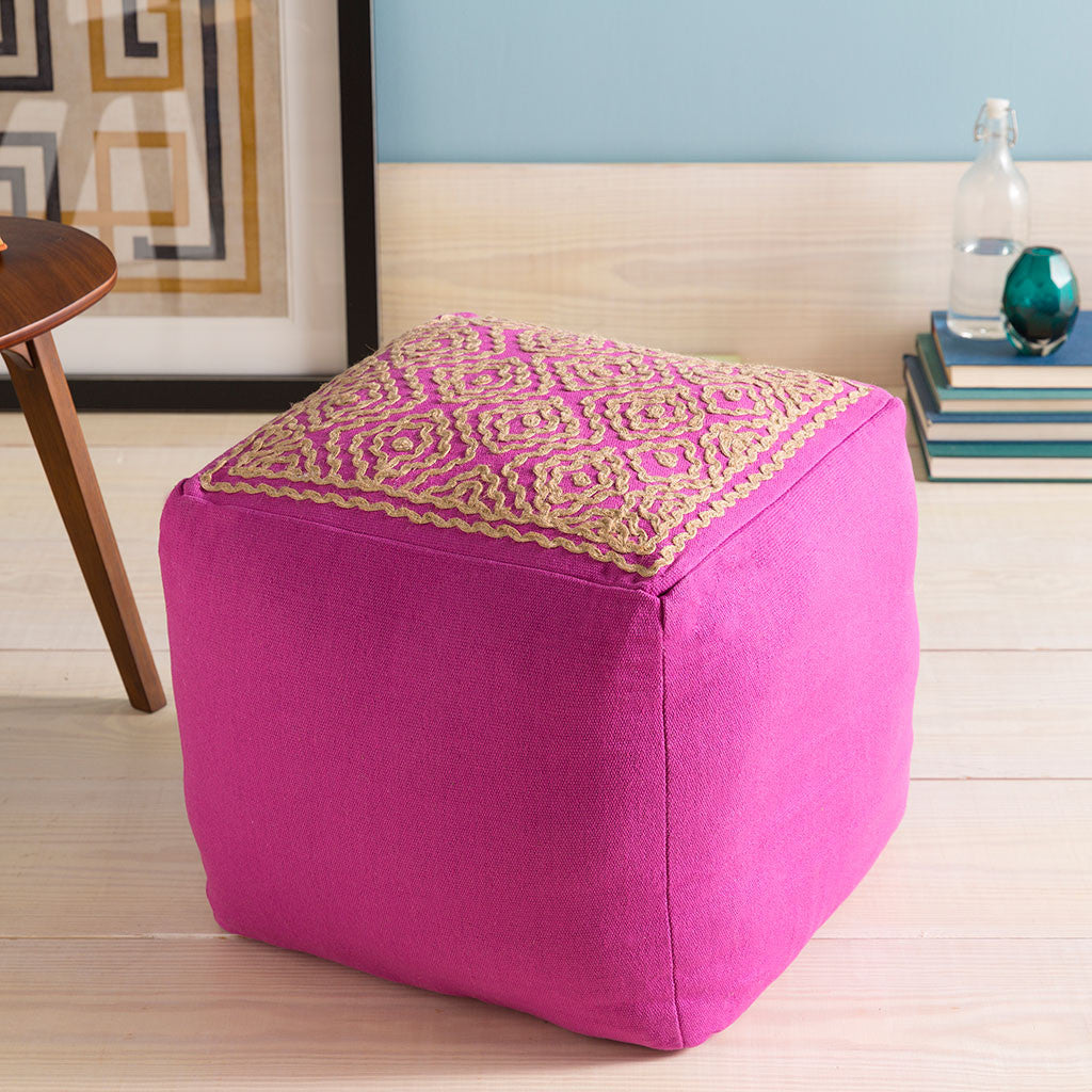 Standard Pink Cube Pouf
