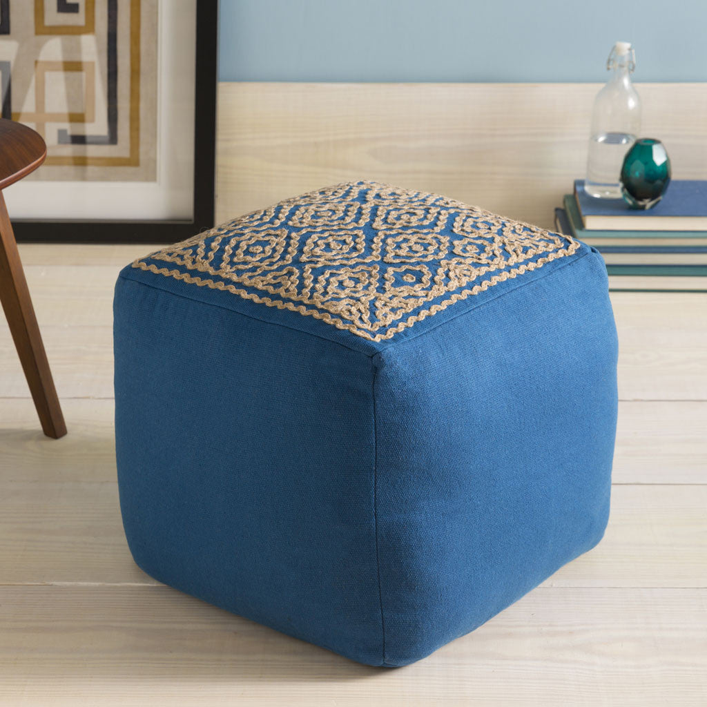 Standard Navy/Taupe Cube Pouf
