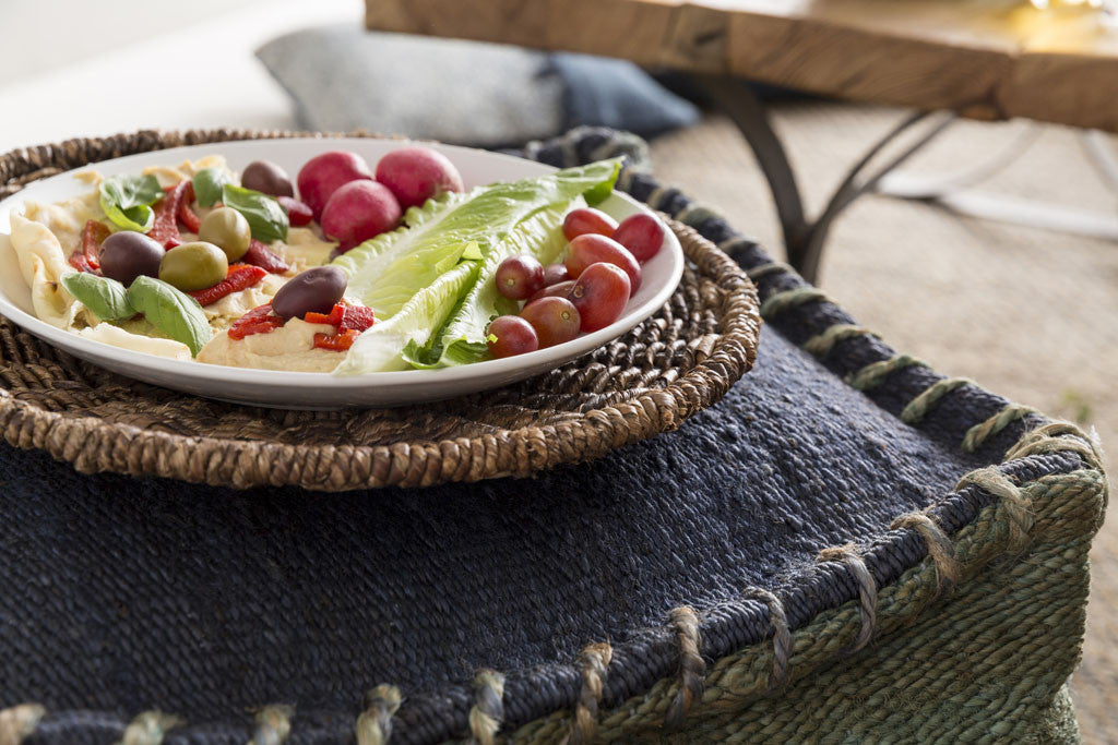 Standard Denim/Dark Green Pouf