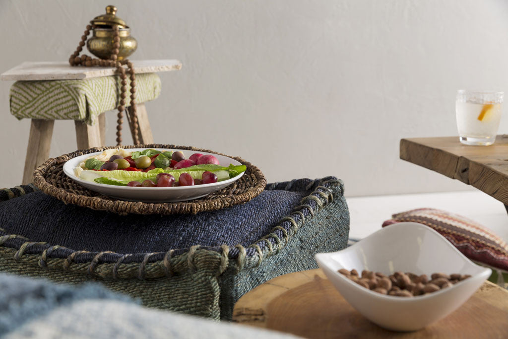 Standard Denim/Dark Green Pouf