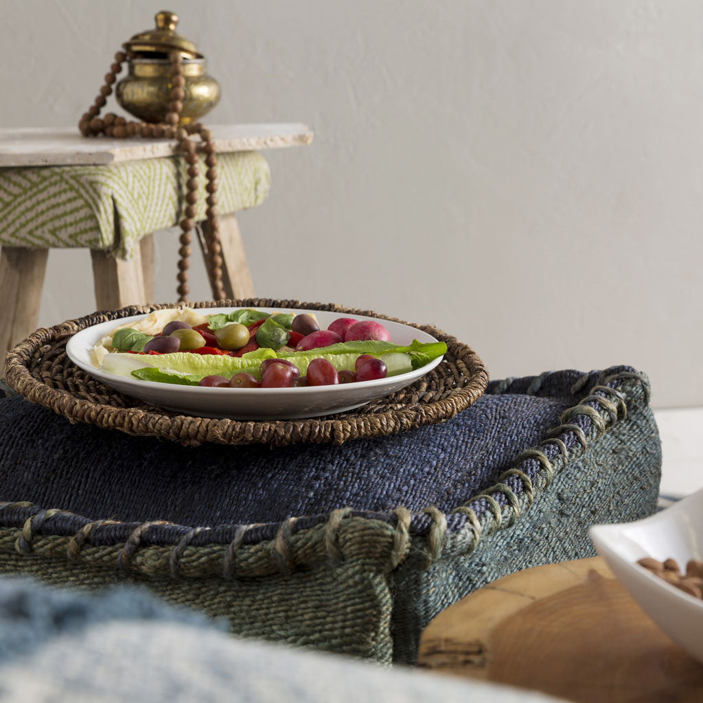 Standard Denim/Dark Green Pouf