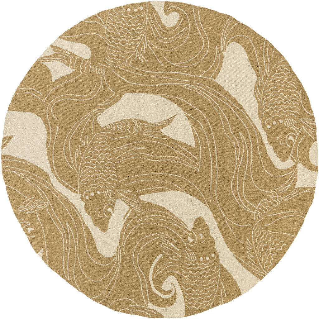 Rain Light Gray/Olive Round Rug