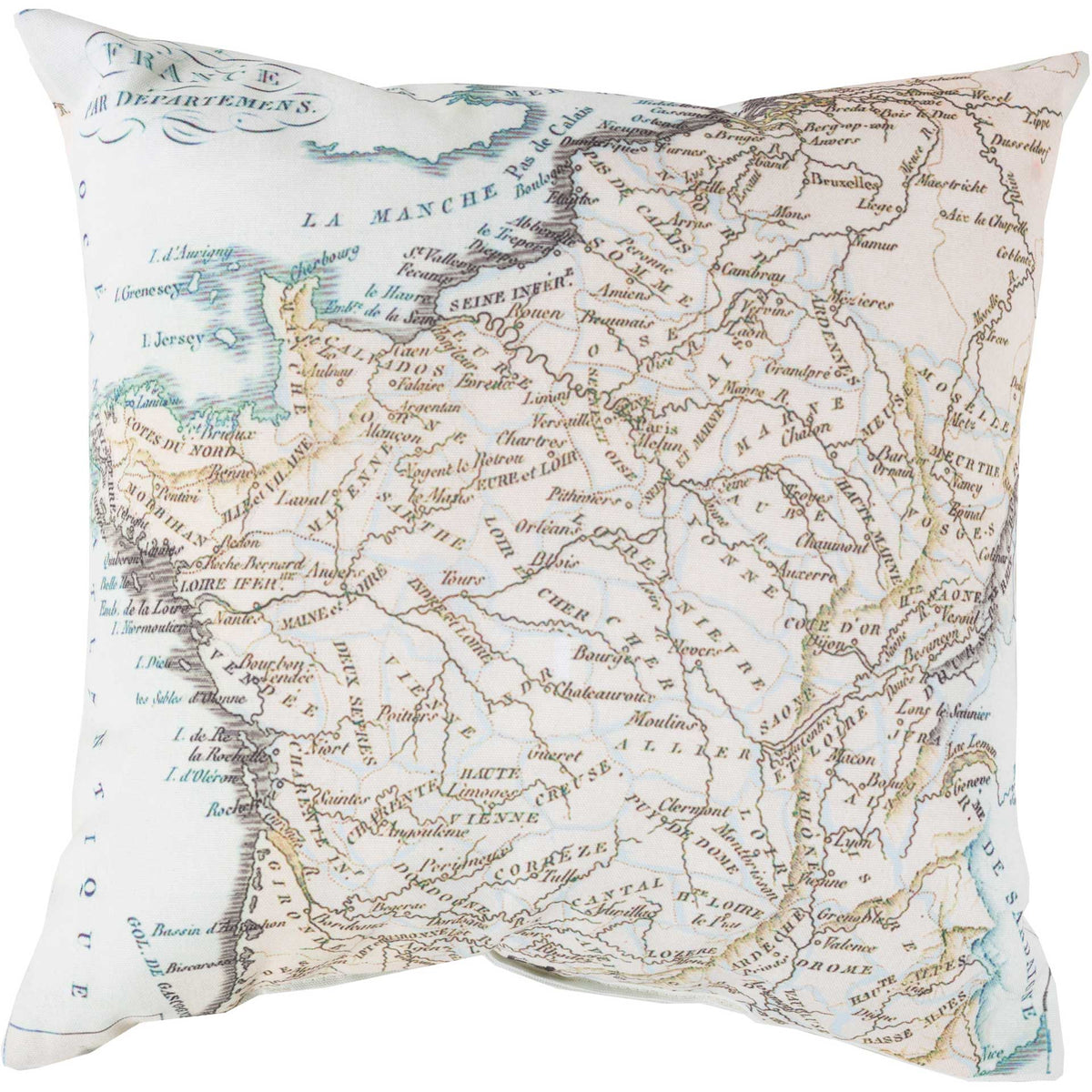 Mapped in Magnificence Sea Foam/Ivory Pillow