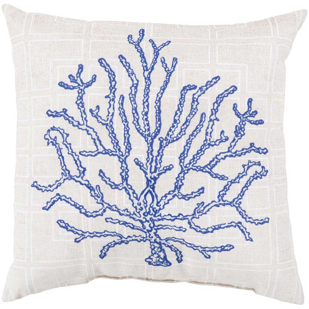 Coral of the Sea Cobalt/Beige Pillow