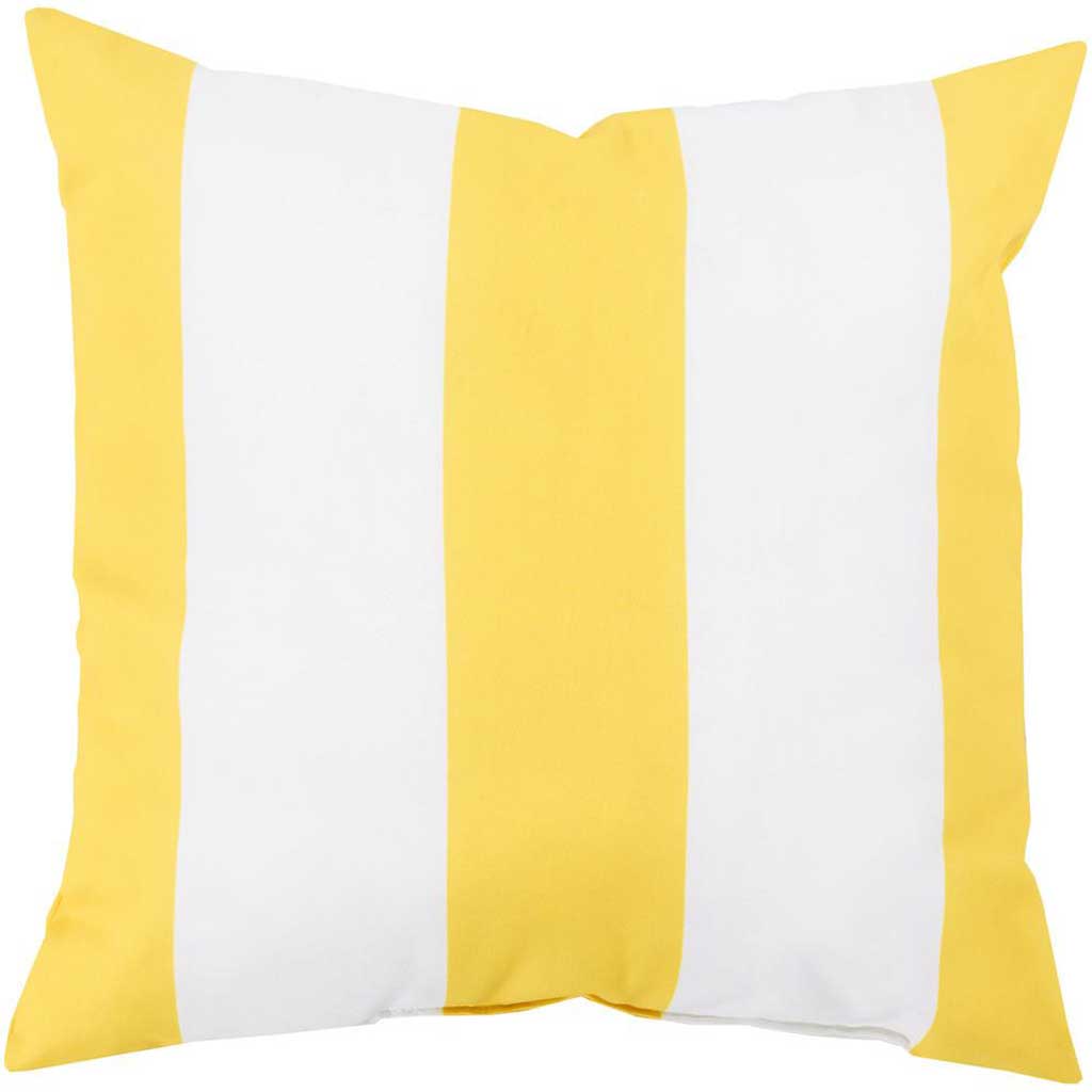 Awning Stripe Lemon Outdoor Sunflower/Ivory Pillow