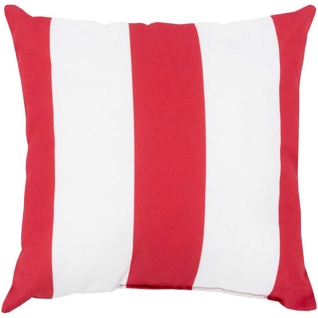 Awning Stripe Crimson Outdoor Poppy/Ivory Pillow