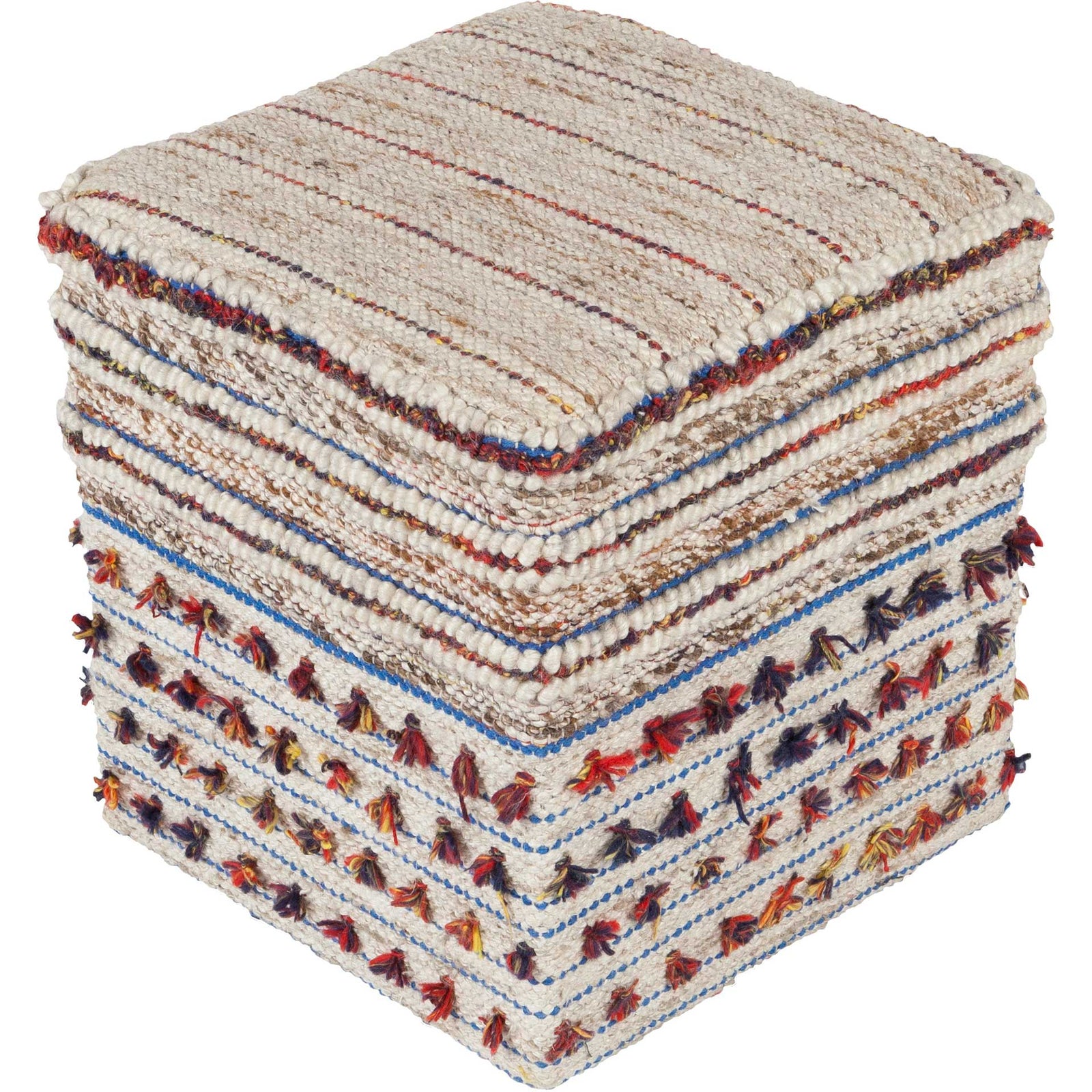 Scott Pouf Dark Red/Bright Blue/Cream